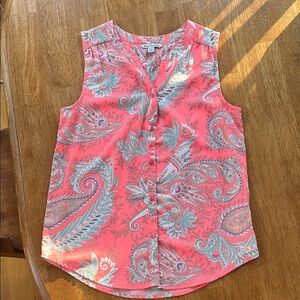Women’s Paisley Sleeveless Top - Pink and Gray